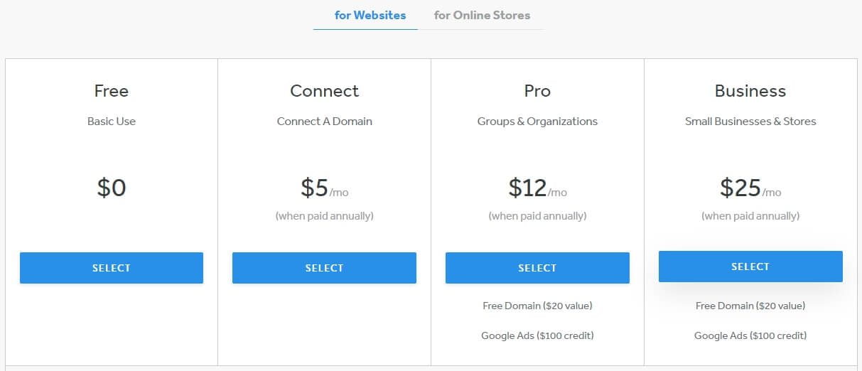 Weebly-Pricing